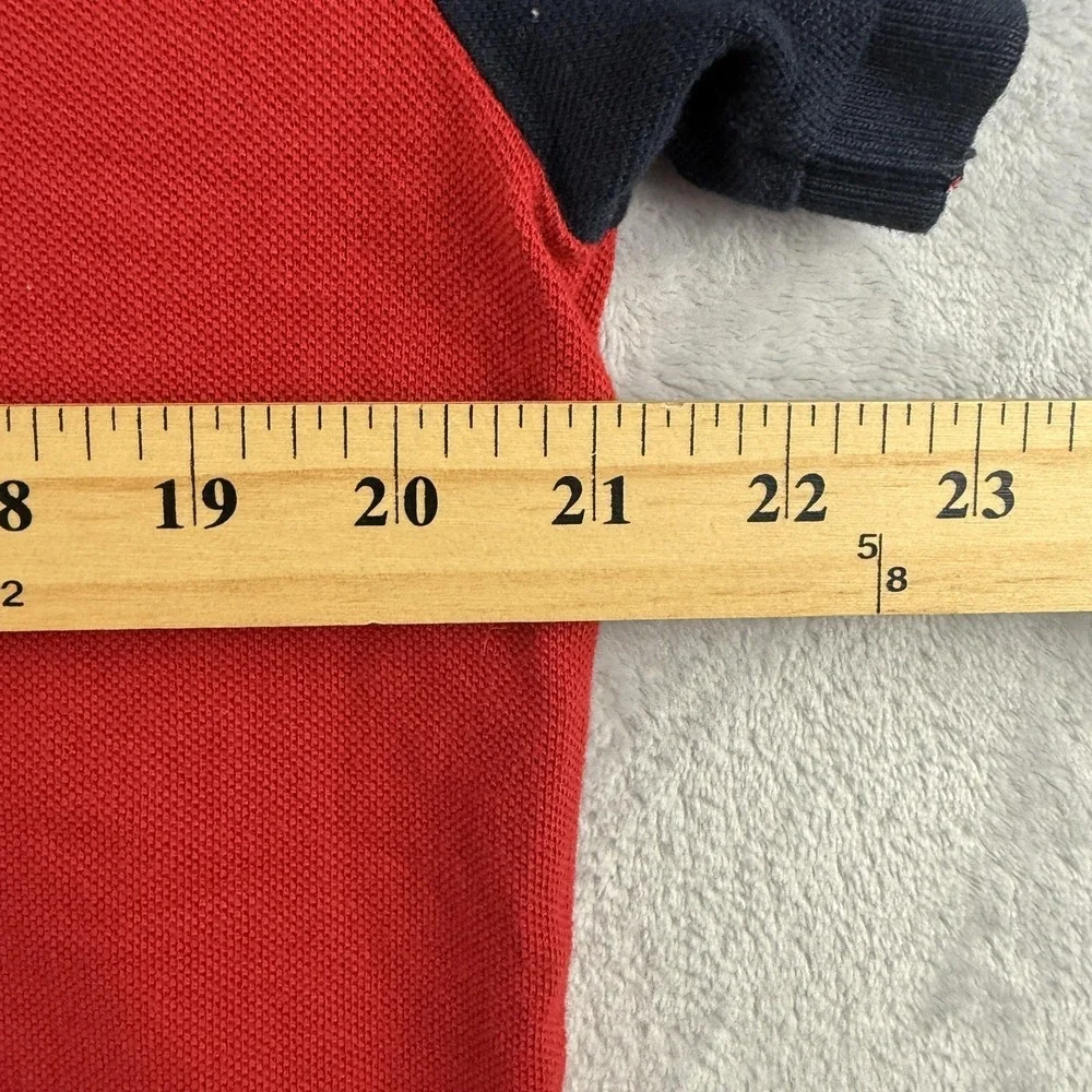 Polo Ralph Lauren Rugby Polo Shirt Mens Large Red Navy Colorblock Script Logo